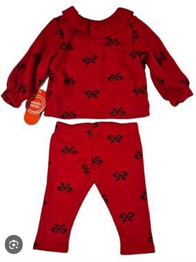 Wonder Nation Red Bow Knit Girls Set